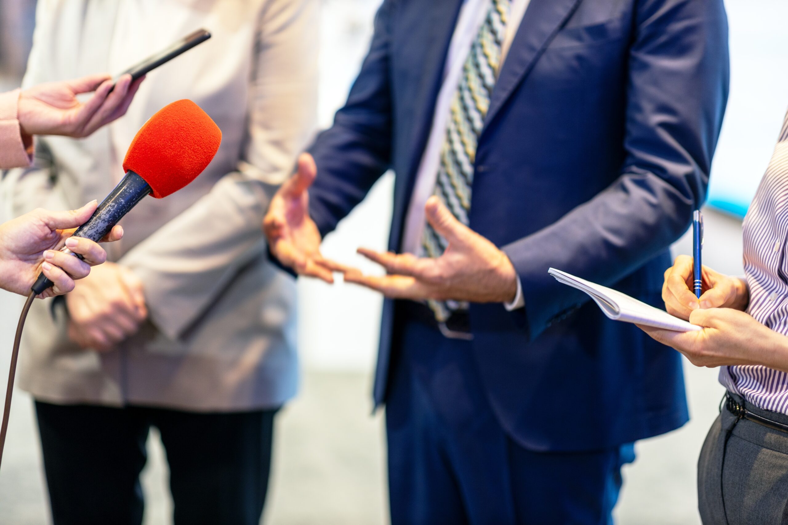 Media, press or news interview. Public relations